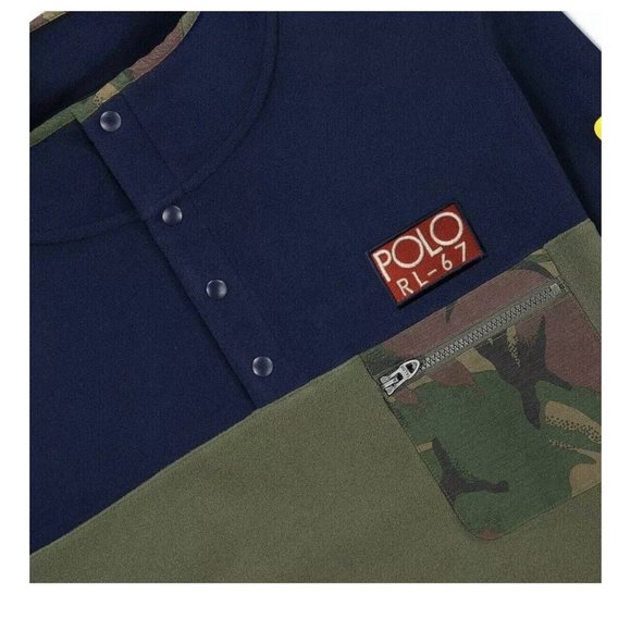 POLO Ralph Lauren Sweater Men’s Large Fleece Camo Blue Green Red New $198 - Picture 7 of 16